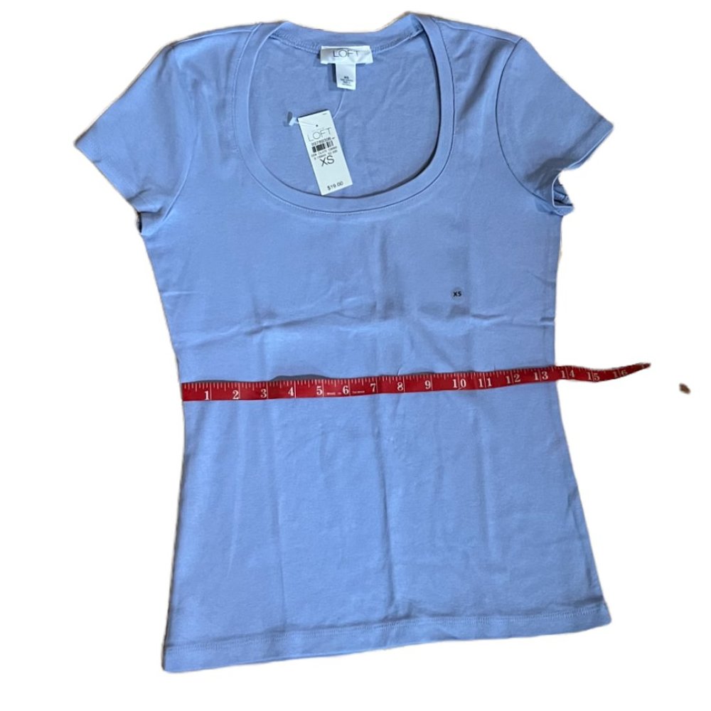 NWT Ann Taylor LOFT Purple 100% Cotton Short Sleeve Scoop Neck T-Shirt, Size XS - Picture 5 of 7